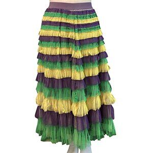 Ladies Mardi Gras Ruffle Maxi Skirt